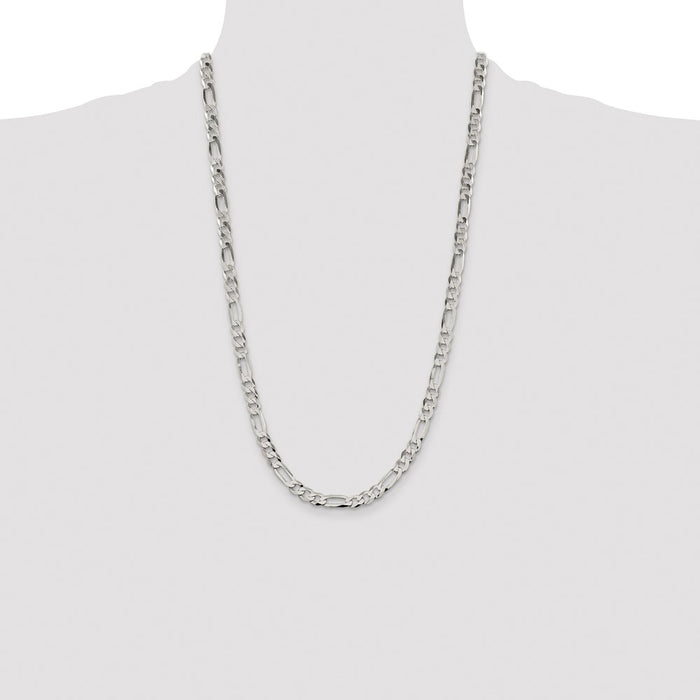 Buy Stylish 7.0mm Flat Figaro Chain in Lightweight Sterling Silver-4