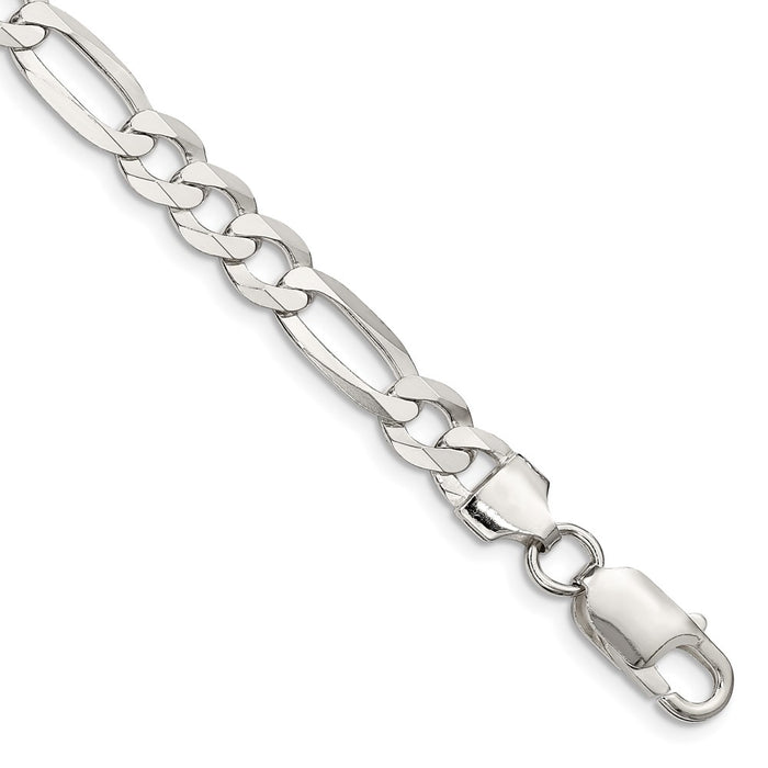 Buy Stylish 7.0mm Flat Figaro Chain in Sterling Silver - Lightweight Luxury-1