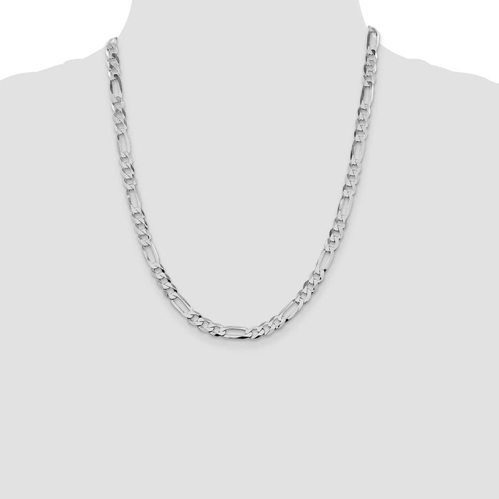 Buy Stylish 7.0mm Rhodium-Plated Sterling Silver Flat Figaro Chain - Affordable Luxury-4