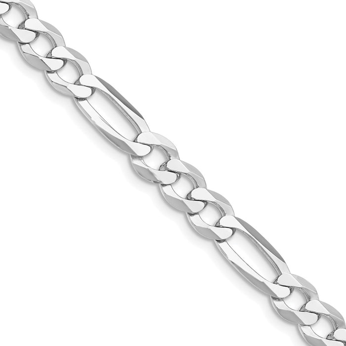 Buy Stylish Rhodium-Plated Sterling Silver 7.0mm Flat Figaro Chain - Affordable Value-1