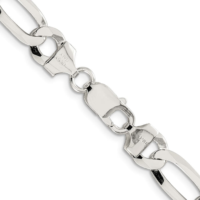 High-Quality 8.5mm Flat Figaro Chain in Sterling Silver - Stylish Value!-3