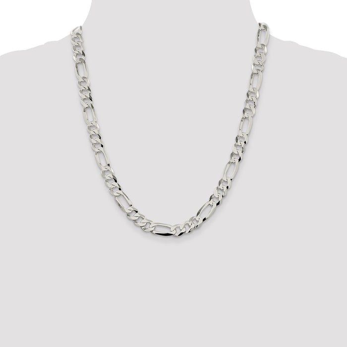 Exclusive 8.5mm Lightweight Flat Figaro Chain in Sterling Silver - Stylish Value-4
