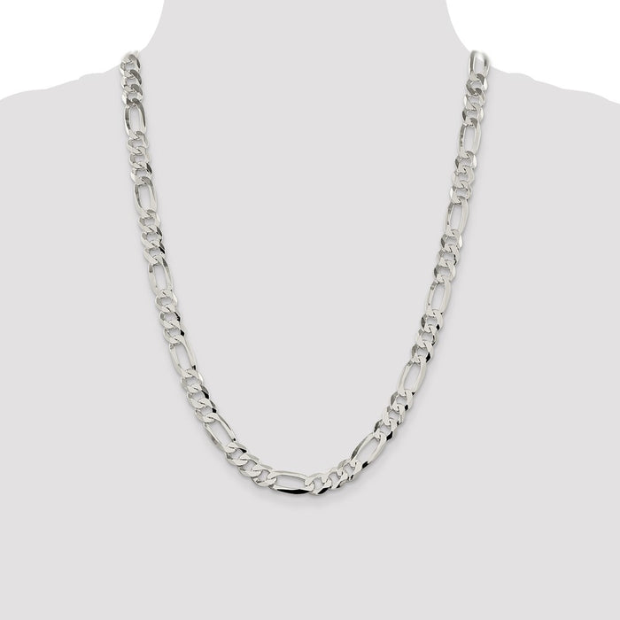High-Quality 8.5mm Flat Figaro Chain in Sterling Silver - Stylish Value!-4