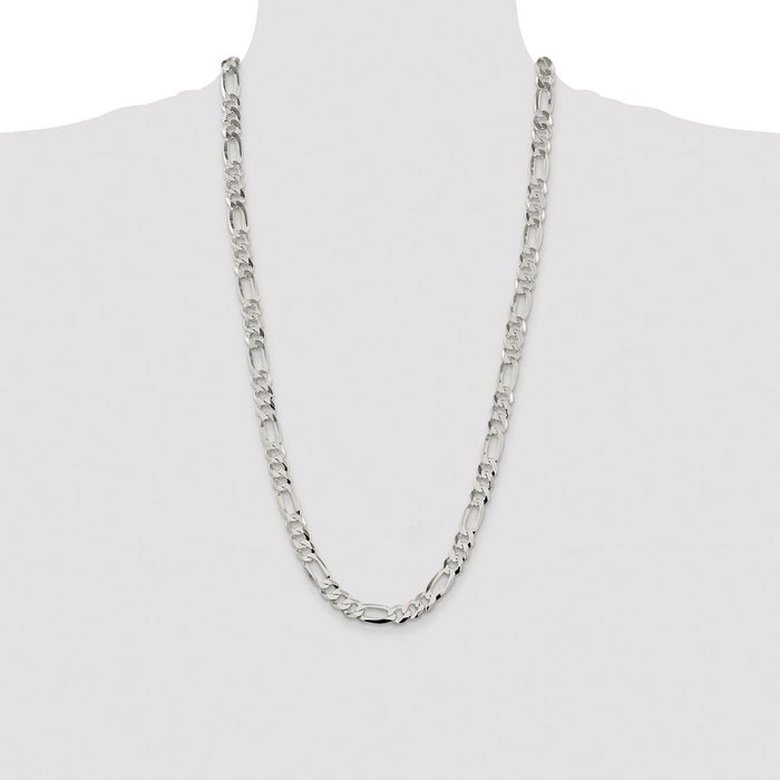 Buy Stylish 8.5mm Lightweight Sterling Silver Flat Figaro Chain - Affordable Price-4
