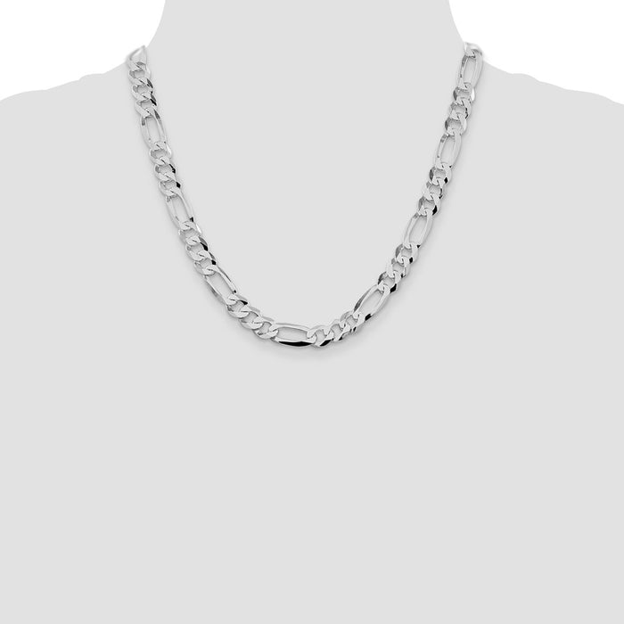 High-Quality Rhodium-Plated Sterling Silver 8.5mm Figaro Chain - Stylish Value!-4