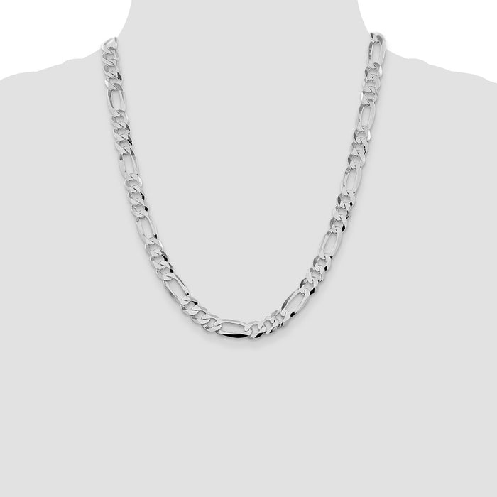 Buy Stylish 8.5mm Rhodium-Plated Sterling Silver Flat Figaro Chain-4