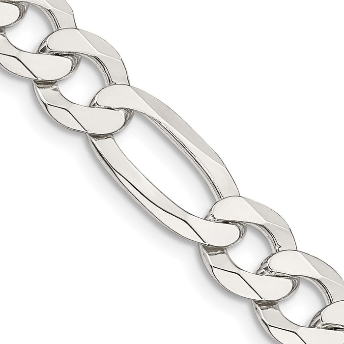 High-Quality 8.5mm Flat Figaro Chain in Sterling Silver - Stylish Value!-1