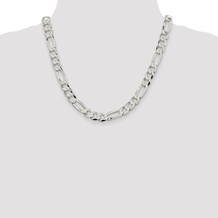 Buy Stylish 9.7mm Lightweight Sterling Silver Flat Figaro Chain - Affordable Luxury-4
