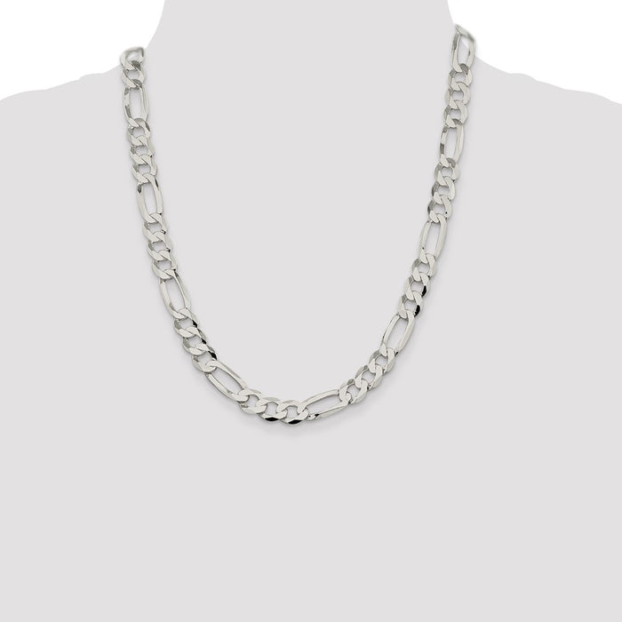 Buy Stylish 9.7mm Sterling Silver Flat Figaro Chain - Lightweight Luxury-4