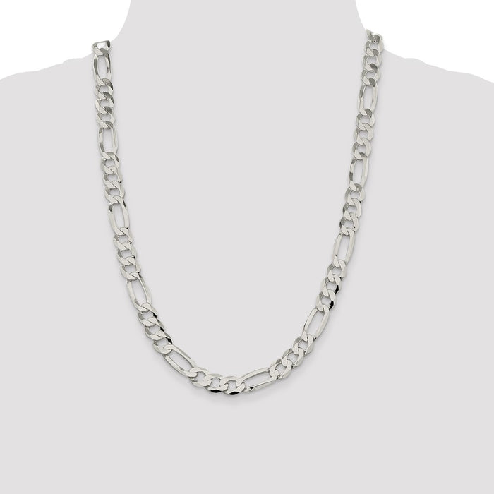 Buy Stylish 9.7mm Lightweight Sterling Silver Flat Figaro Chain - Great Value!-4