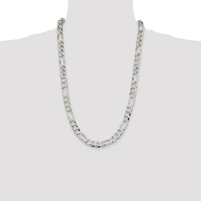 Buy Stylish 9.7mm Lightweight Flat Figaro Chain in 925 Sterling Silver-4