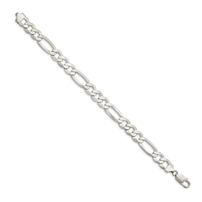 Buy Stylish 9.7mm Lightweight Sterling Silver Flat Figaro Chain - Affordable Luxury-2