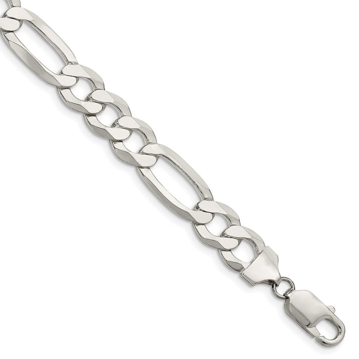 Buy Stylish 9.7mm Lightweight Sterling Silver Flat Figaro Chain - Affordable Luxury-1