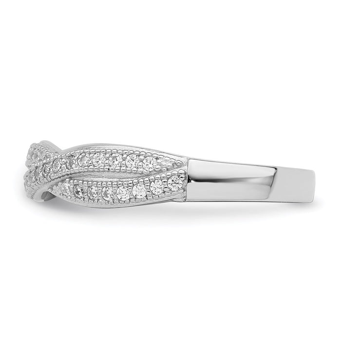 Buy Exclusive Criss Cross Micro Pave CZ Ring - 48 Stones in Rhodium-Plated Silver-3