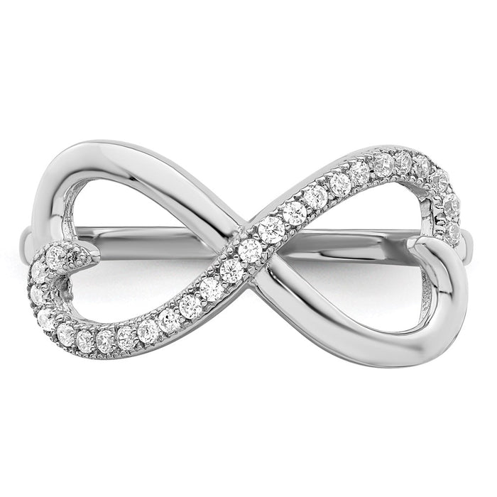 High-Quality Sterling Silver Heart Ring with 20 CZ Stones - Stylish Value!-4