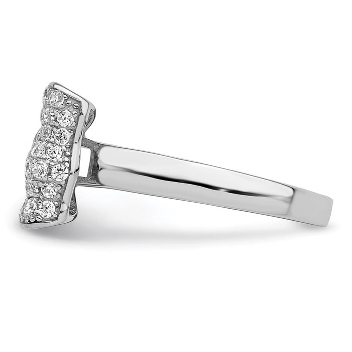 Buy Stylish Rhodium-Plated Sterling Silver Bow Ring with 71 CZ Stones, 14K Gold-3