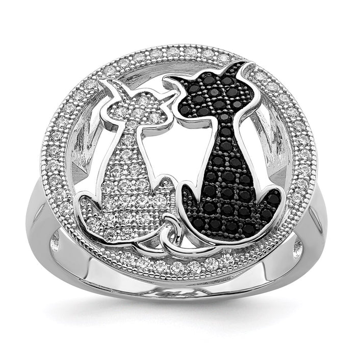 Shop Exclusive Sterling Silver Cat Ring | 87 Stone Micro Pave CZ Accents-1