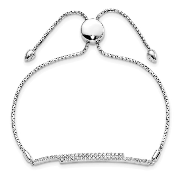 Buy Stylish Adjustable Bracelet - 46 Stone Micro Pave CZ in Rhodium-Plated Silver-3