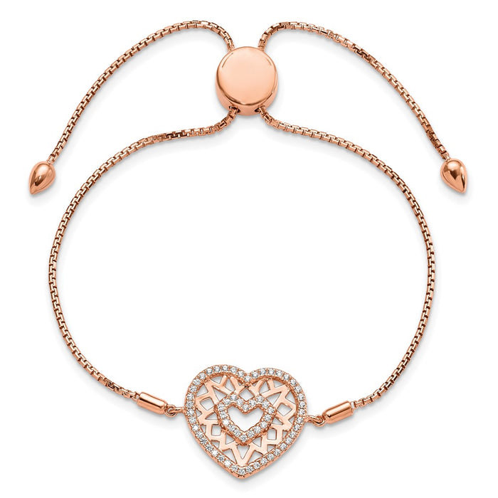 Shop Exclusive Adjustable Sterling Silver Rose Gold-Plated Bracelet - 60 CZ Stones-3