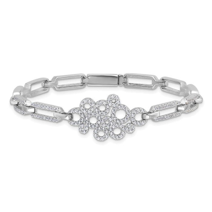 Buy Stylish 7-Inch Sterling Silver Micro Pave CZ Bracelet - 164 Stones, Rhodium-Plated-3