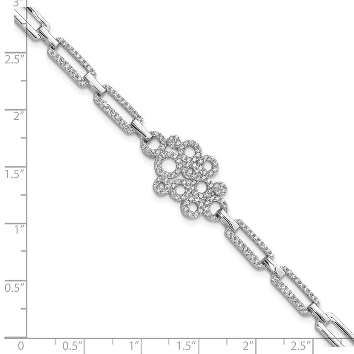 Buy Stylish 7-Inch Sterling Silver Micro Pave CZ Bracelet - 164 Stones, Rhodium-Plated-4