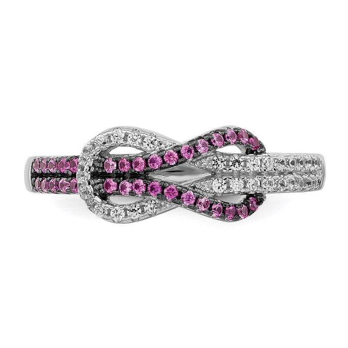 Buy Stylish Love Knot Ring: Sterling Silver, Rhodium-Plated, 64 CZ Stones-4