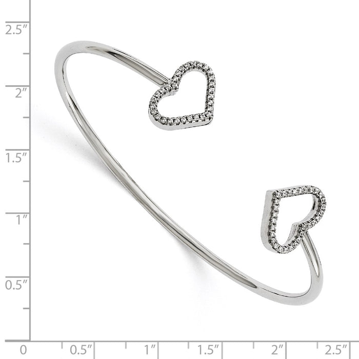 Shop Stylish Radiant Hearts Micro Pav CZ Bangle - 60 Stones, Sterling Silver-2