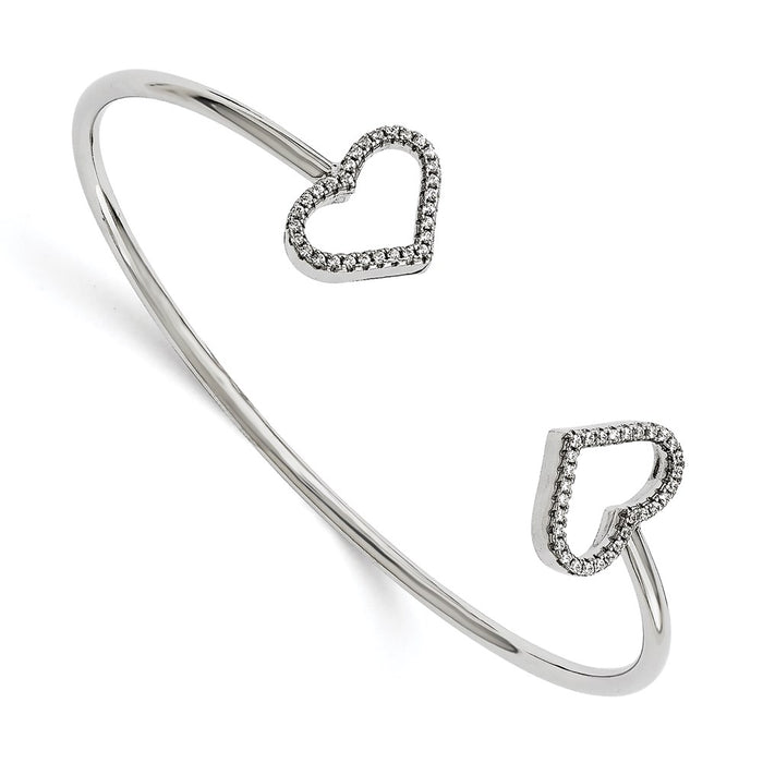 Shop Stylish Radiant Hearts Micro Pav CZ Bangle - 60 Stones, Sterling Silver-1