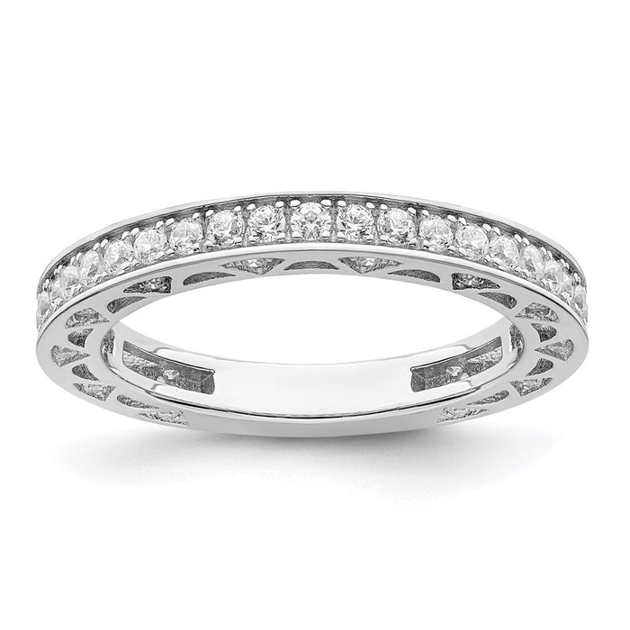 Buy Stylish Radiant Embers CZ Ring: Rhodium-Plated Silver, 59 Stones-1