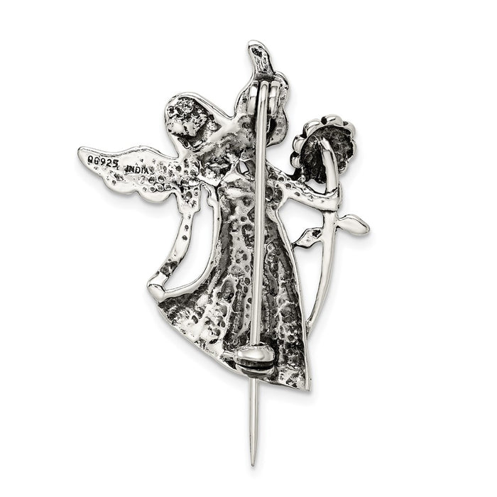 Buy Stylish Sterling Silver Antique Angel Flower Brooch - Clearance Price!-3