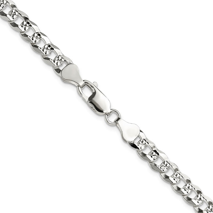 Exclusive 5.9mm Sterling Silver Diamond-Cut Pave Curb Chain - Stylish Value-3