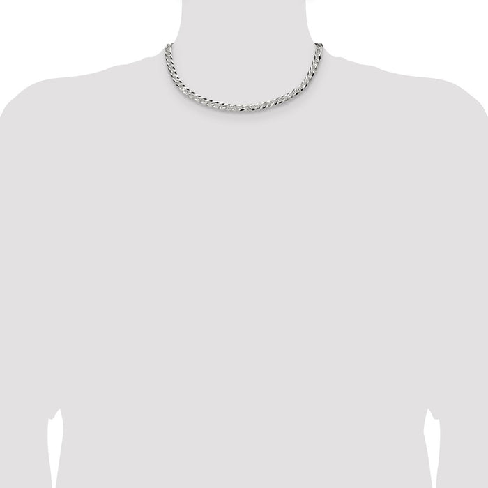 Buy Luxury 5.9mm Flat Diamond-Cut Pave Curb Chain in Sterling Silver-4