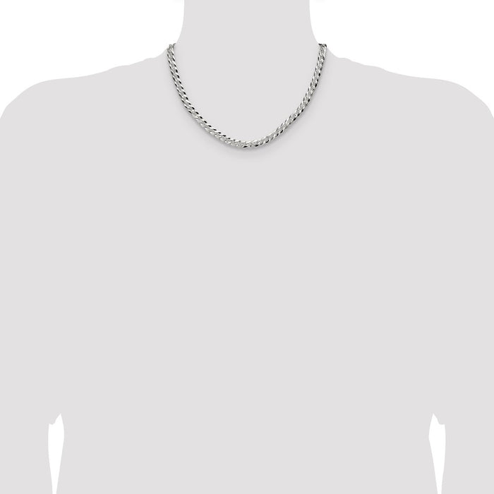Buy Stylish 5.9mm Sterling Silver Flat Diamond Cut Pave Curb Chain-4