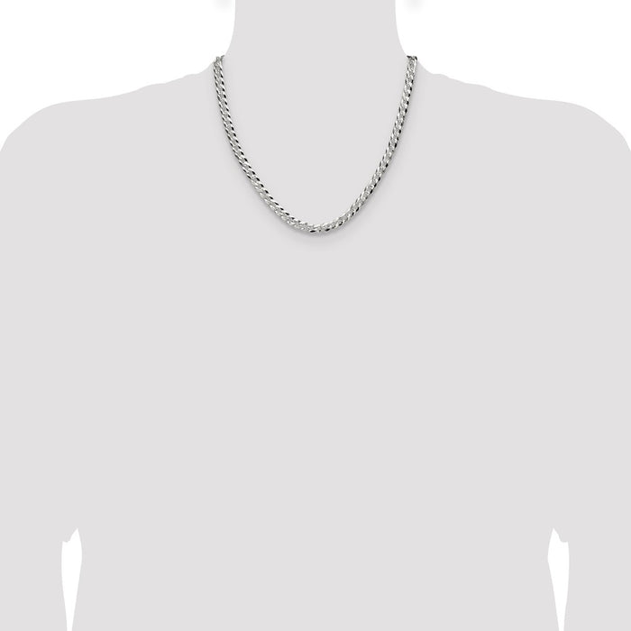 Exclusive 5.9mm Sterling Silver Diamond-Cut Pave Curb Chain - Stylish Value-4