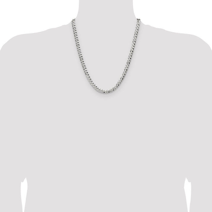 Buy Stylish Sterling Silver 5.9mm Flat Diamond Cut Pave Curb Chain | Luxury Design-4