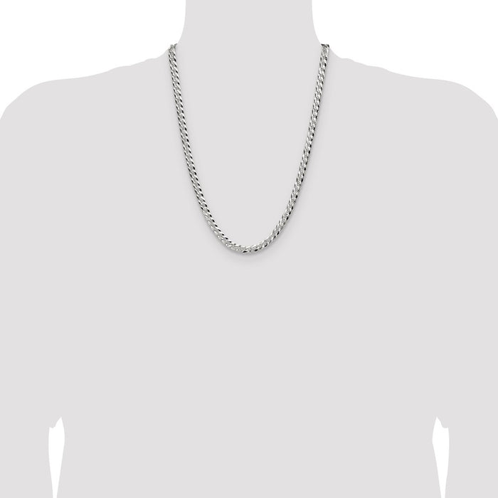 Buy Stylish Sterling Silver 5.9mm Flat Diamond-Cut Pave Curb Chain, Value!-4