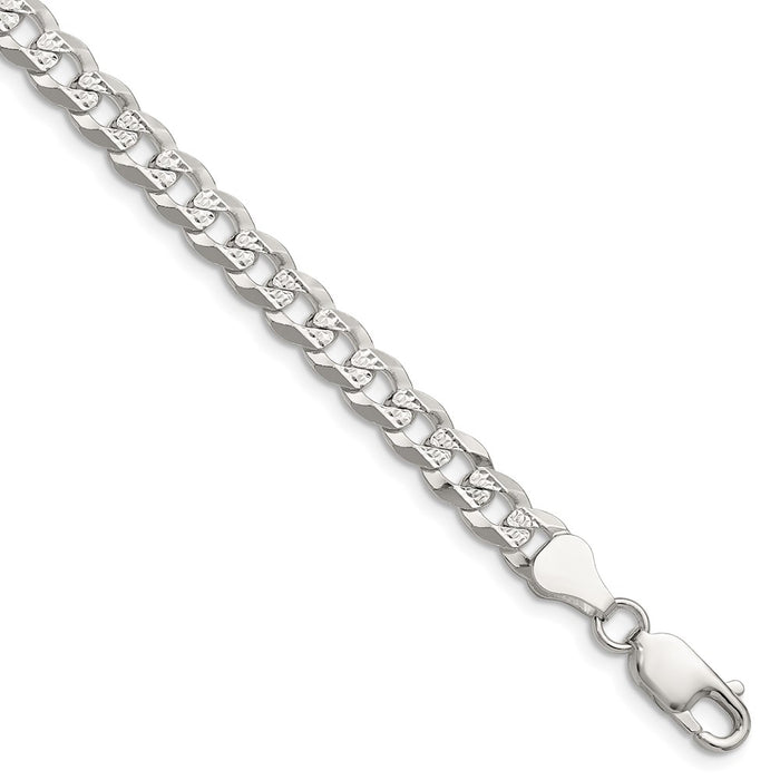 Buy Stylish 5.9mm Flat Diamond-Cut Pave Curb Chain in Sterling Silver-1