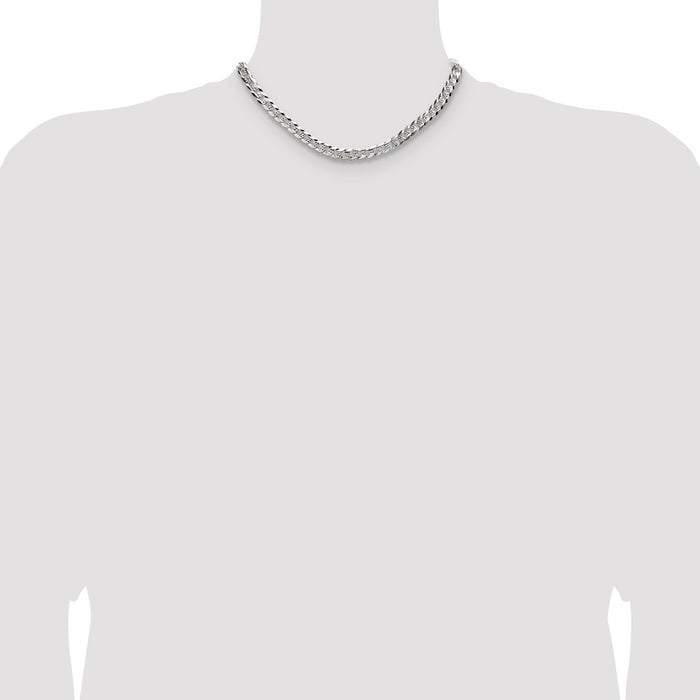 Buy Stylish 6.75mm Sterling Silver Flat Diamond-Cut Pave Curb Chain-4