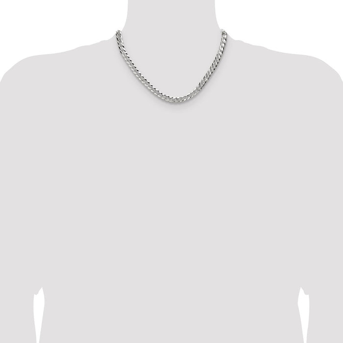 Exclusive 6.75mm Sterling Silver Diamond-Cut Pave Curb Chain - Stylish Value-4