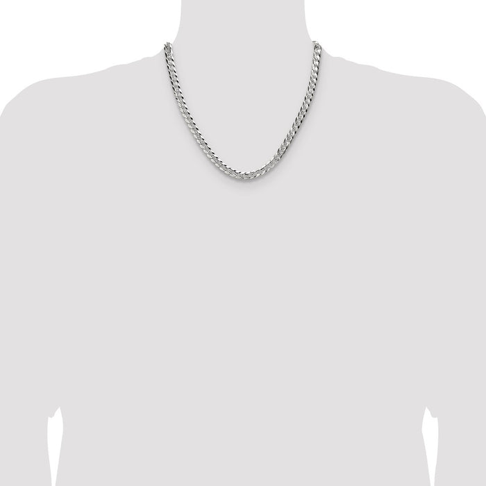 Order Stylish 6.75mm Flat Diamond-Cut Pave Curb Chain in Sterling Silver-4