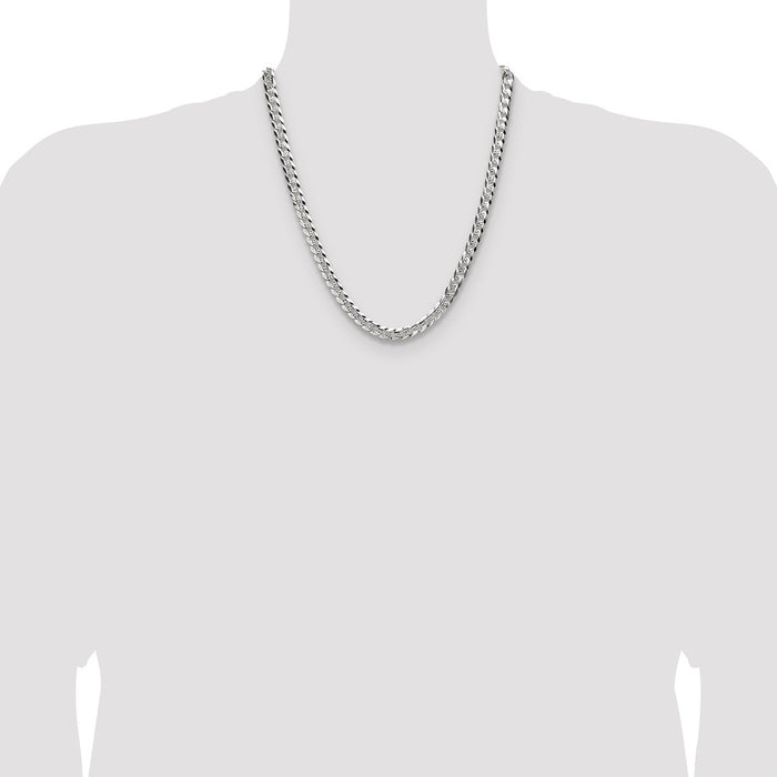 Buy Stylish Sterling Silver 6.75mm Flat Diamond-Cut Pave Curb Chain - Value!-4