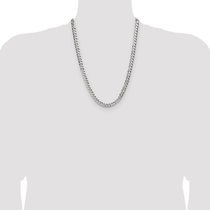 Buy Stylish 6.75mm Flat Diamond-Cut Pave Sterling Silver Chain - Luxury Value!-4