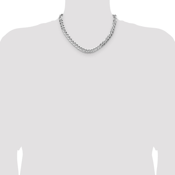 Buy Stylish 7.9mm Flat Diamond-Cut Pave Curb Chain in Sterling Silver - Affordable!-4