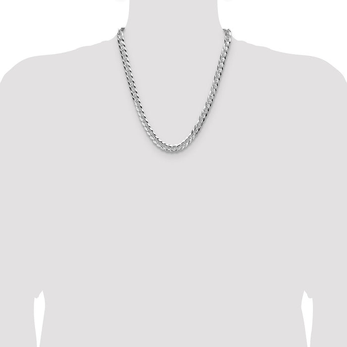 Order Stylish 7.9mm Sterling Silver Diamond-Cut Pave Curb Chain - Luxury Quality-4