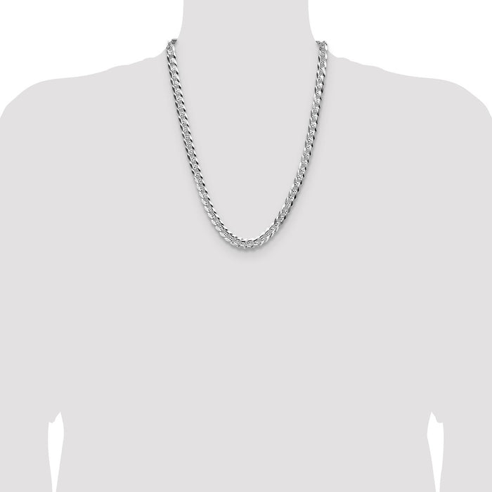 Buy Exclusive 7.9mm Sterling Silver Flat Diamond-Cut Pave Curb Chain - Stylish Value-4