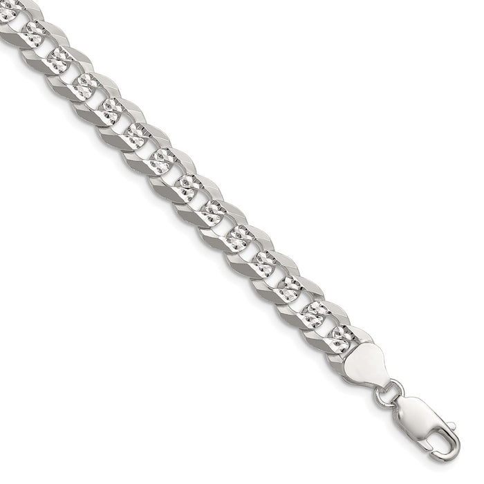Buy Stylish 7.9mm Flat Diamond-Cut Pave Curb Chain in Sterling Silver-1