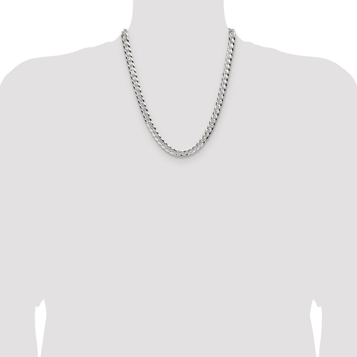 Buy Stylish Sterling Silver 8.25mm Flat Diamond Cut Pave Curb Chain-4