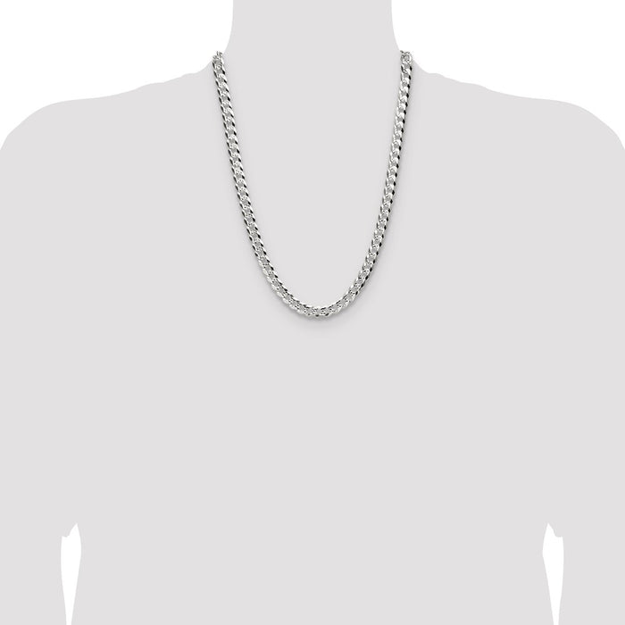 Buy Stylish 8.25mm Flat Diamond Cut Pave Curb Chain in Sterling Silver-4