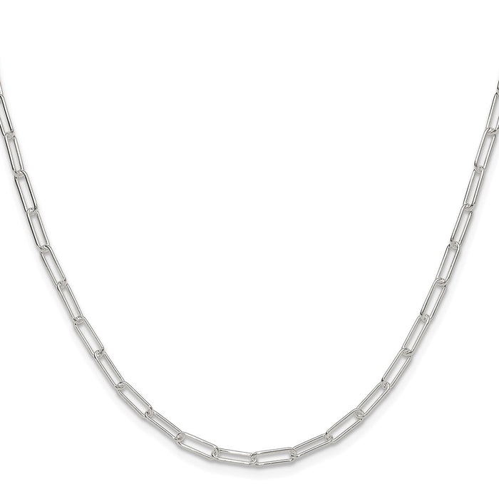 Buy Stylish 3.15mm Polished Sterling Silver Rhodium-Plated Paperclip Chain-2