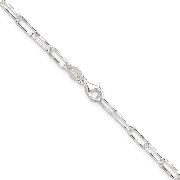 Buy Stylish 3.15mm Polished Sterling Silver Rhodium-Plated Paperclip Chain-3
